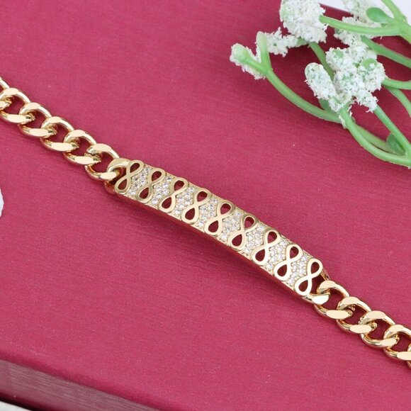 "Elegant Infinity Pattern Rose Gold Bracelet with Sparkling CZ Stones, XPBL0965 - Picture 10 of 12